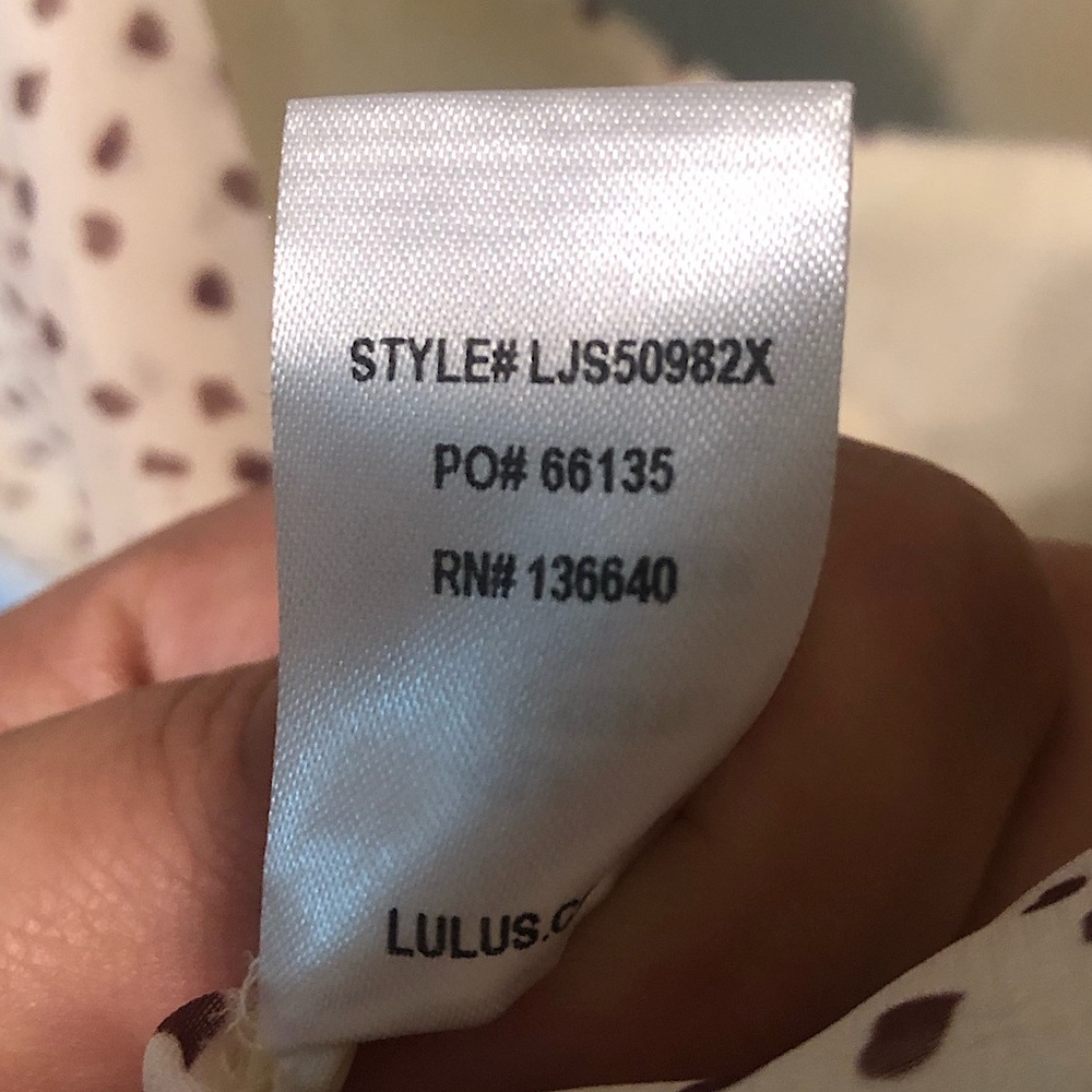 Lulu’s cream and brown polka dot ruffle spaghetti strap romper - Picture 9 of 9